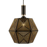 Industrial Polyhedron Hanging Lamp with Concentric Cutouts and Gold Interior