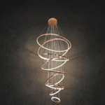 Modern 9-Ring Spiral LED Pendant Chandelier - Polished Rose Gold - Image 2