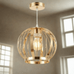 Industrial Glam Open Globe Hanging Lamp - Polished Gold Finish - Image 2