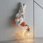 3D Bunny Riding Carrot Wall Light with Sparkling Crystal Globe Sconce - Image 2