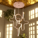 Contemporary Freeform LED Hanging Light with Luminous Continuous Ribbons - Image 2