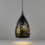 Playful Cutout Metal Hanging Lamp - Lollipop and Polka Dot Pattern - Image 2