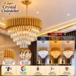 Luxury 4-Tier K9 Crystal Chandelier in Premium Gold Finish with Remote & Bluetooth Control - Image 3