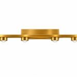 Modern brushed brass linear wall light bar featuring four evenly spaced LED light heads isolated on a plain white background.