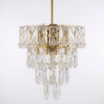 Luxury Cascading K9 Crystal Teardrop Wall Sconce - Polished Gold Frame