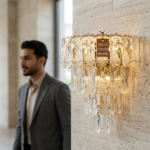 Luxury Cascading K9 Crystal Teardrop Wall Sconce - Polished Gold Frame - Image 2