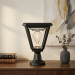 Modern Black Geometric Gate Light with Diamond Filament LED Bulb - Image 2