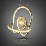 Modern Abstract Gold LED Pendant Light with Bubble Glass Sphere - Image 2