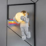 3D Astronaut Holding Moon LED Wall Light - Creative Kids Room Decor - Image 2