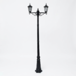 Traditional 2-Light Victorian Outdoor Street Lamp Post – Matte Black Cast Aluminum