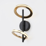 Modern Dual Halo Ring LED Wall Sconce - Matte Black & Gold Finish