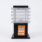 Modern Multi-Tier Clear Acrylic Cube Gate Pillar Light – Matte Black Base