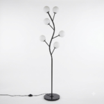 Modern 6-Light Branching Tree Floor Lamp with Frosted Opal Glass Globes