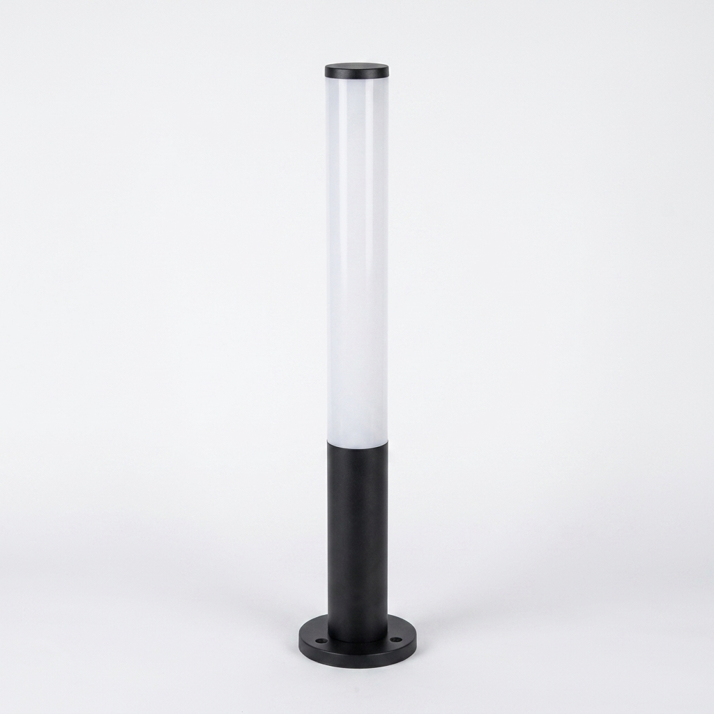 pomelli_photoshoot-1_1 Modern Cylindrical LED Pathway Bollard Light – Matte Black & Frosted Opal Diffuser - Image 1