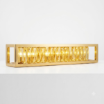 Luxury Linear Amber K9 Crystal Bar Island Chandelier – Polished Gold Frame