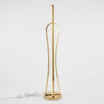 Modern Polished Gold Lyre / Harp LED Floor Lamp – Sculptural Minimalist Standing Light