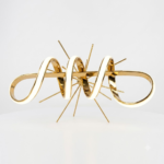 Modern Twisted Wave LED Linear Island Chandelier – Mirror Polished Gold