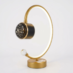 Modern Gold Arch LED Wall Sconce with Perforated Star & Moon Spotlight
