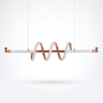 Modern Helical Corkscrew LED Linear Chandelier – Polished Rose Gold & White