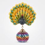Grand Jeweled Golden Peacock Wall Sconce with Harlequin Diamond Turkish Mosaic Globe