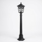 Victorian Arched Filigree Outdoor Post Light – Textured Glass Lantern
