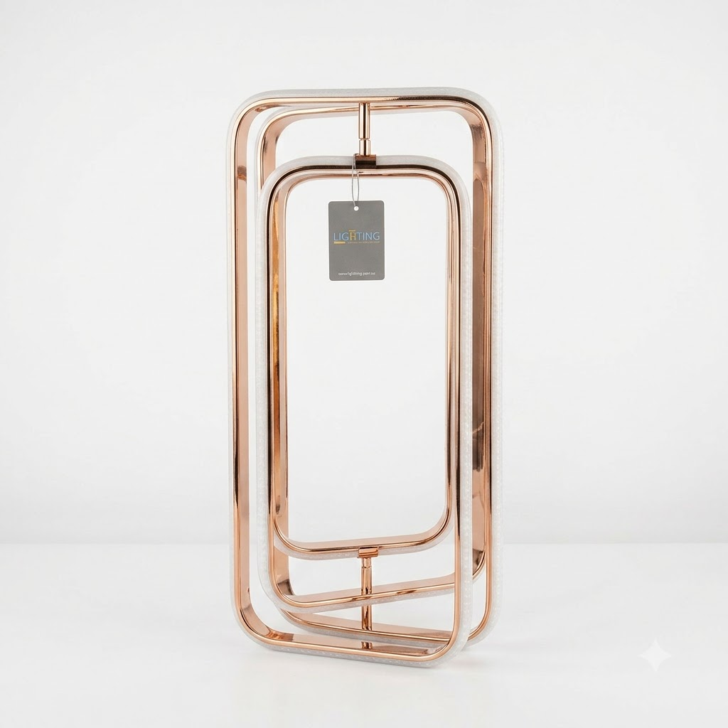 pomelli_photoshoot-1_14 Modern Dual Geometric Rectangle LED Island Chandelier – Polished Gold / Rose Gold - Image 1