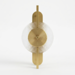Modern Linear Gold Bar LED Wall Sconce with Faceted Crystal Disc Diffuser