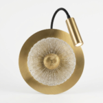 Modern Brass Disc LED Bedside Wall Sconce with Adjustable Gooseneck Reading Light