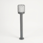 Industrial Wire Cage LED Garden Bollard Light – Charcoal Grey Aluminum