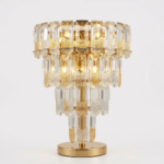 Modern Tiered Ice Glass Crystal Wall Sconce - Dual-Texture Gold Lamp