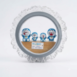 Crystal Ruffled Ring LED Wall Light with Wooden Shelf & 4 Doraemon Figurines (Model 1973)