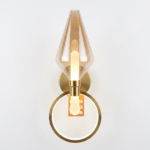 Modern Diamond Amber Glass Torch LED Wall Sconce - Satin Gold Base