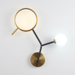 Modern 3-Light Branching Geometric Wall Sconce - Halo Ring, Torch & Opal Globe