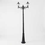 2M 2-Light Modern Chalice Head Outdoor Street Lamp Post – Matte Black