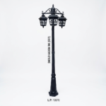 2M 3-Light Downward Hanging Victorian Street Lamp Post – Matte Black (E27)