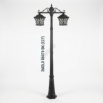 2M 2-Light Downward Hanging Diamond Lattice Street Lamp Post – Matte Black (E27)