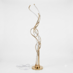 Modern Multi-Branch Wave LED Floor Lamp – Polished Gold Flame Sculpture
