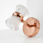 Luxury Polished Rose Gold Crystal Goblet Spotlight Wall Sconce