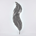 Modern Charcoal Gunmetal Feather LED Wall Sconce - Silver/White Backlight