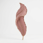 Soft Blush Pink Sculptural Feather LED Wall Sconce - Gold Trim