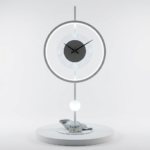 Futuristic Orbital LED Wall Clock with Vertical Stem & Luminous Sphere