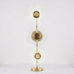 Modern 3-Flower Etched Acrylic LED Wall Sconce - Gold Stem