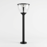 Modern Funnel Head LED Garden Bollard Light – Clear Acrylic & Matte Black Post