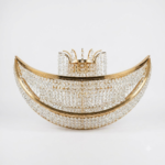 Luxury Crescent Wave Boat-Shaped Crystal Chandelier – Polished Gold Frame