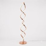 Modern Double Helix DNA Wave LED Floor Lamp – Polished Rose Gold / Copper