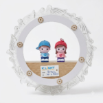 Crystal Feather-Edge LED Wall Sconce with Beanie Couple Figurines