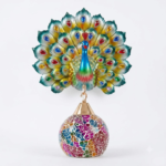 Grand Jeweled Royal Peacock 3D Wall Sculpture with Turkish Mosaic Globe