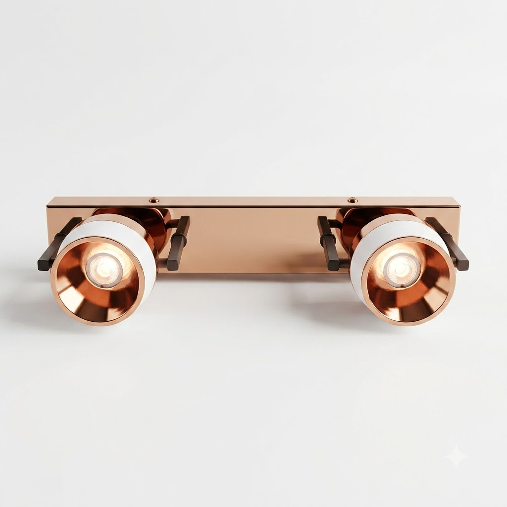 pomelli_photoshoot-1_5 Modern 2-Light Directional COB Spotlight Wall Sconce – Polished Rose Gold & White - Image 1