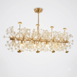 Linear Golden Dandelion Crystal Sputnik Island Chandelier – Polished Gold