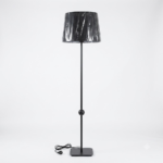 Modern Minimalist Matte Black Floor Lamp with Weighted Square Base & Black Drum Shade
